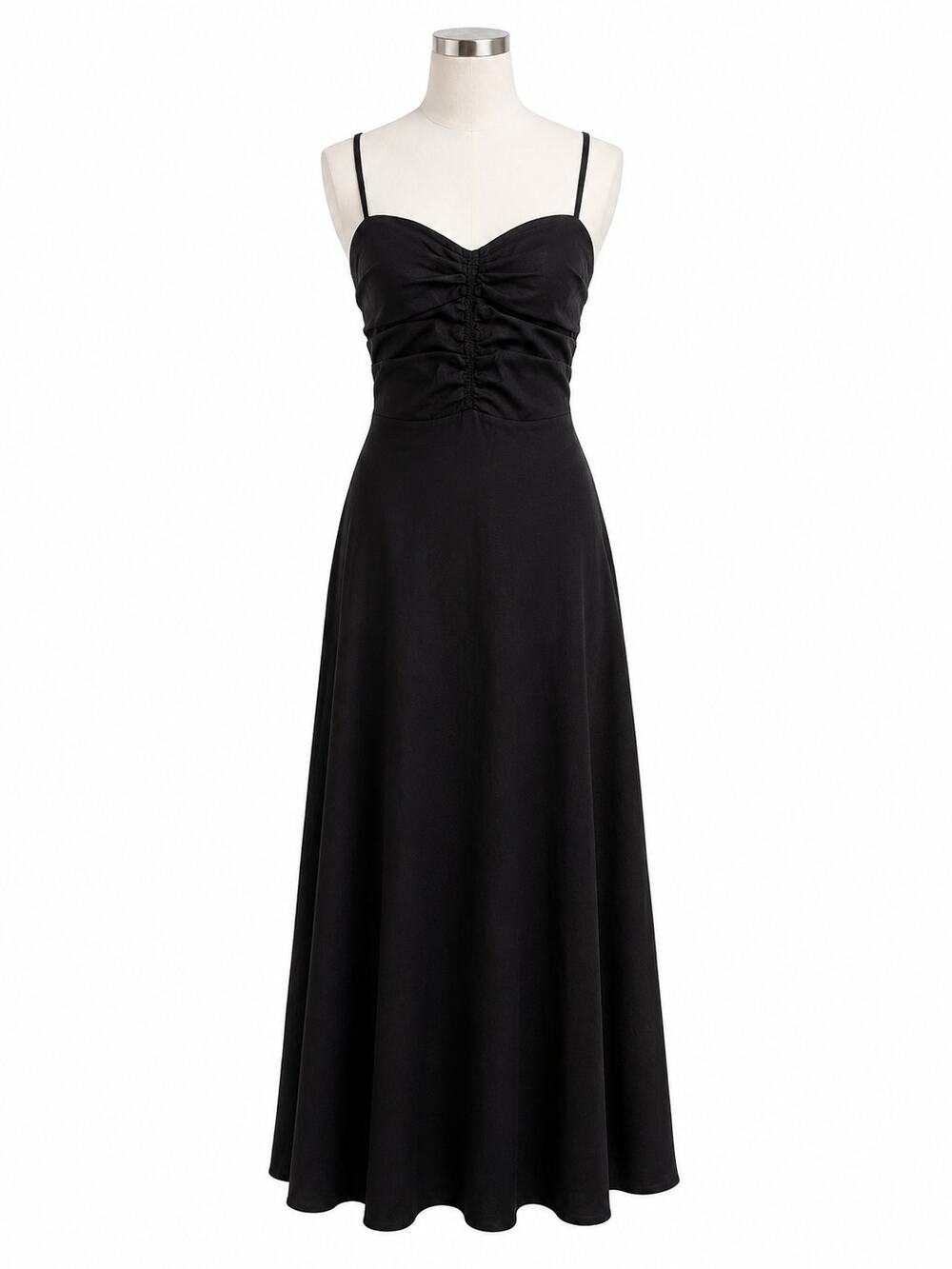 Dissh Black Linen Ruched Maxi Dress - Size 8